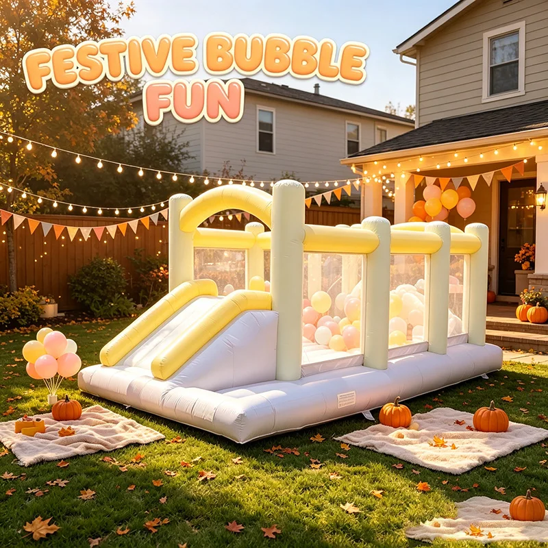 Solid Color Mini Inflatable Obstacle Course, Commercial PVC Bounce Slide Pool Easy Setup for Indoor Kids Party Game Activities