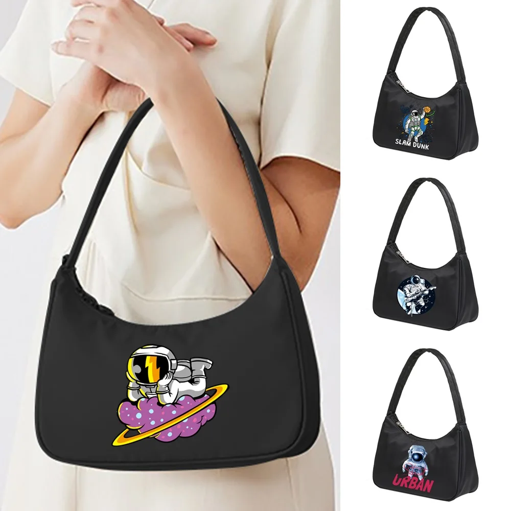 2022 Underarm Bags Women Shoulder Bags Retro Street Handbag All-match Casual Commute Organizer Bag Astronaut Print Pattern