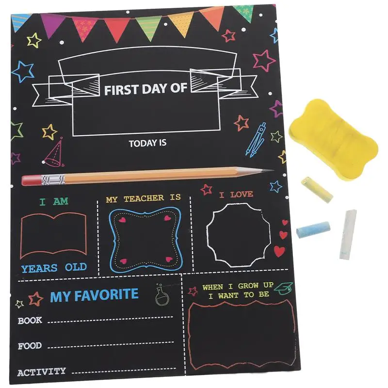 

School Day Sign Of Chalkboards Board First Small Last Chalkboard Student Blackboard Message And 1St Back To Chalk Craft Photo