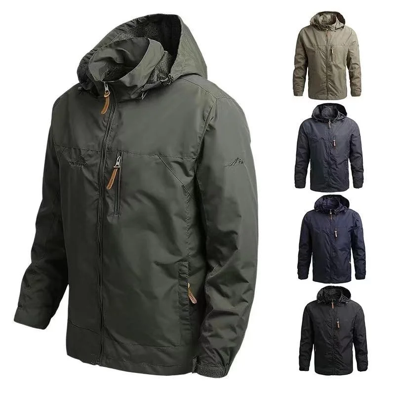 

Men'S Waterproof Windbreaker Outerwear Tactical Military Field Pilot Bomber Jacket Hoodie Sports Hunting M-5xl