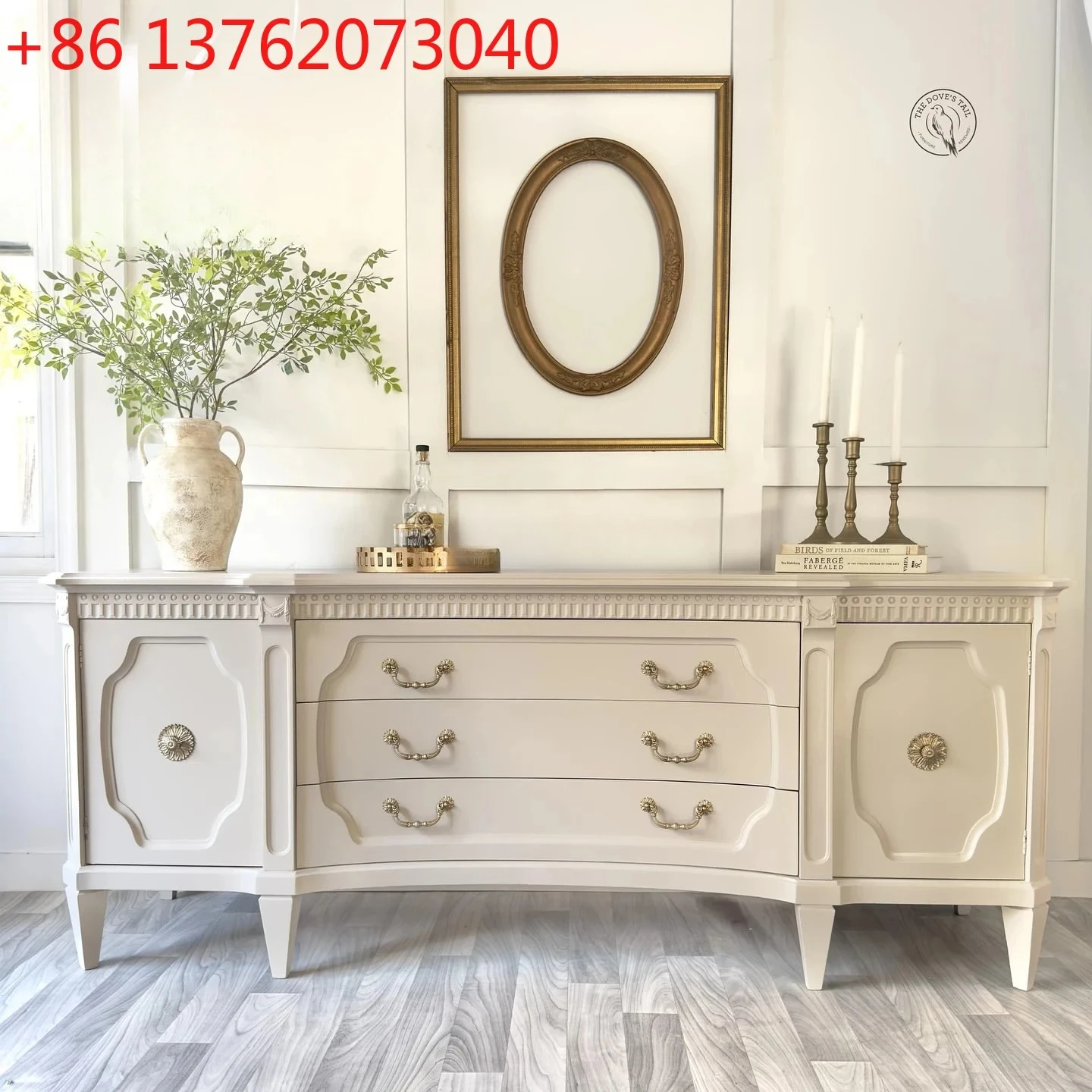 

Тумба под телевизор z.French Cream Style из массива дерева, в американском современном стиле, для гостиной, для небольшой квартиры, с местом для хранения, мебель