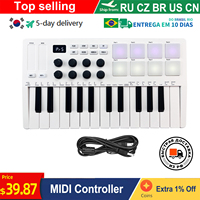 M-VAVE 25-Key MIDI Control Keyboard Mini Portable USB Keyboard MIDI Controller with 25 Velocity Sensitive Keys 8 RGB Backlit-Pad