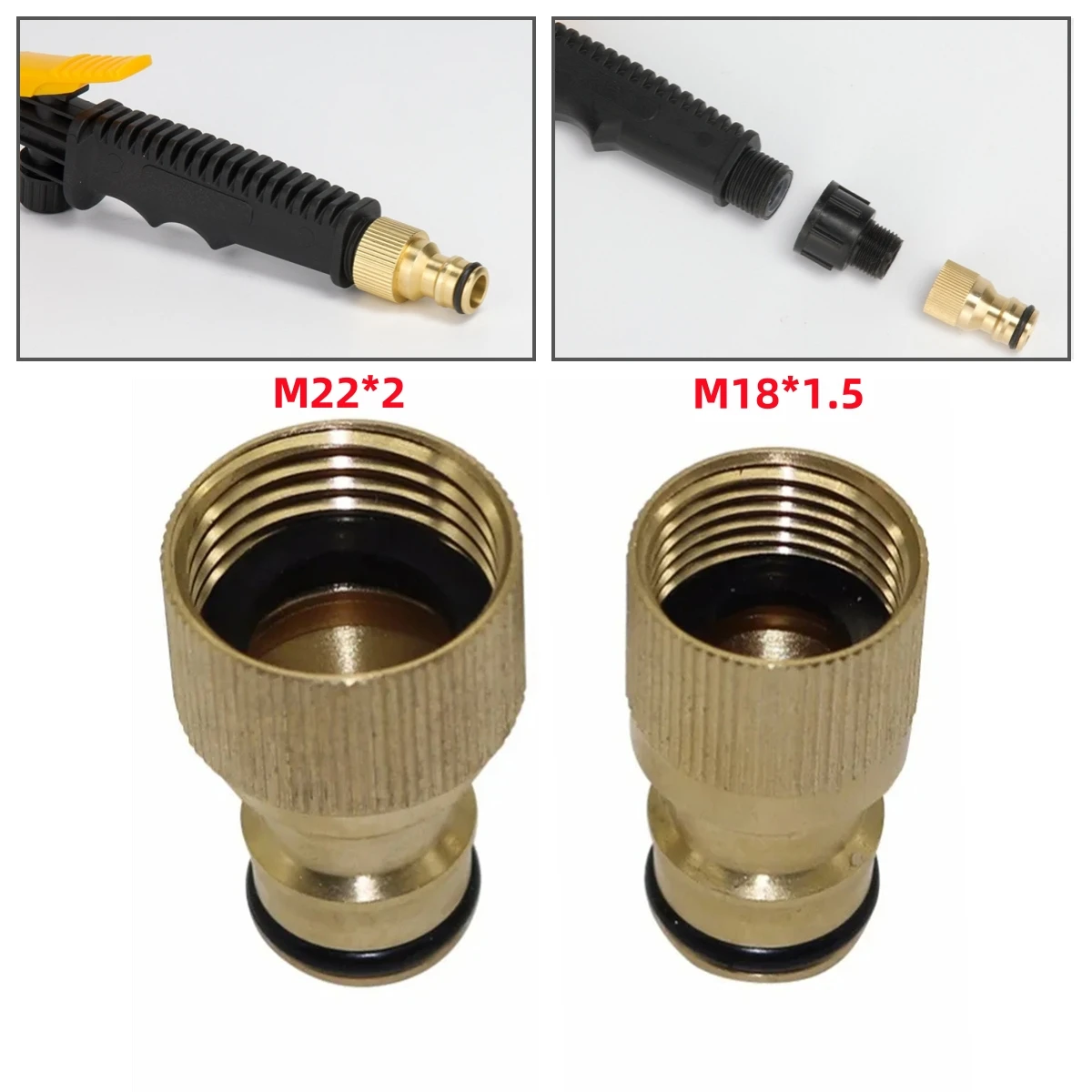 M22*2 Electric Car Washer Pump Nipple Connector M18*1.5 Water Gun Brush Joint Garden Lawn Irrigation Handle Switch Coupling 2Pcs