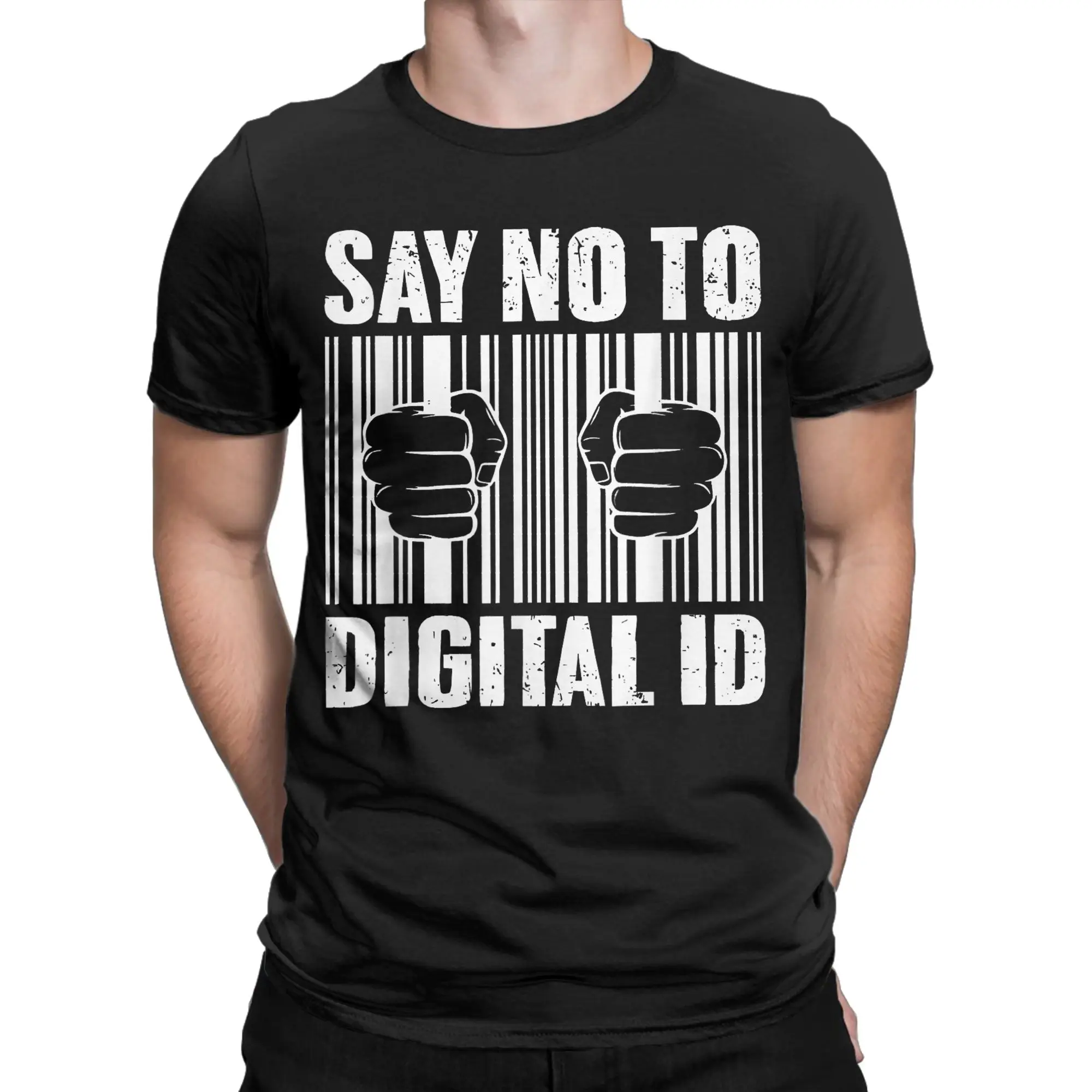 Say No To Digital Id British Men's T Shirts BritCard Protest Privacy Funny Tees Short Sleeve T-Shirt 100% Cotton Adult Clothing