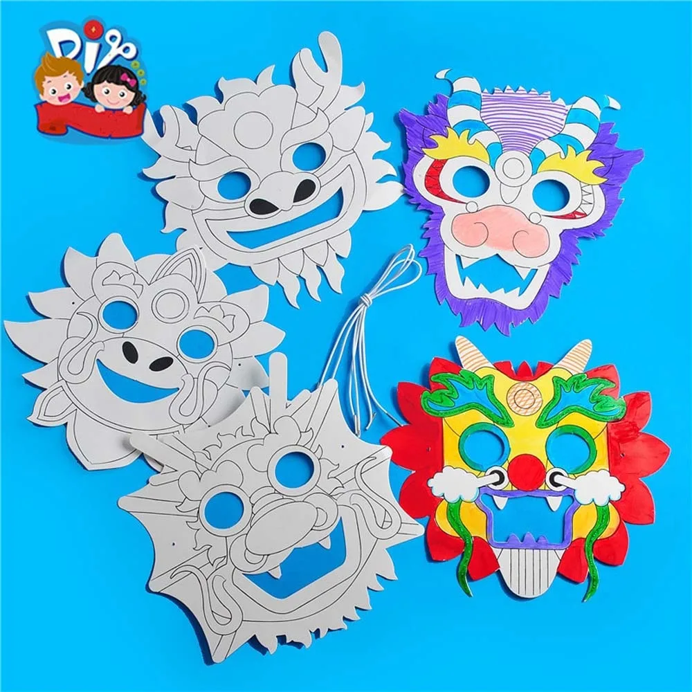 Chinese Dragon Boat Festival DIY Paper Mask Drawing Masks Home Decoration Dragon Boat Festival Toys Graffiti Painting