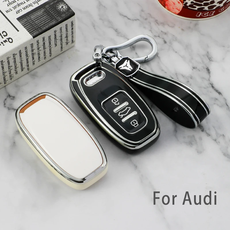 NEW Silver Edge TPU Car Remote Smart Key Cover Case Shell For Audi A1 A3 A4 A5 A6 A7 A8 Quattro Q3 Q5 Q7 2009-2015 Accessories