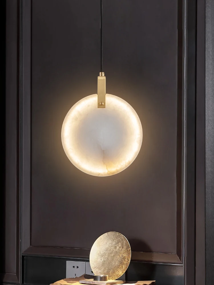 

Modern LED Natural Marble Pendant Light Restaurant Dining Table Bedroom Bedside Home Decor Brass Alabaster Lighting Pendant Lamp