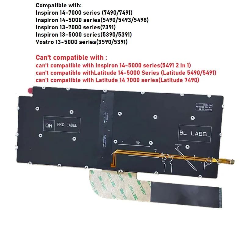 Nowy US AZERTY podświetlany dla Dell Inspiron 14-7491 7490 5490 5493 5498 13-7391 5390 5391 Vostro 3590 klawiatura laptopa srebrny czarny