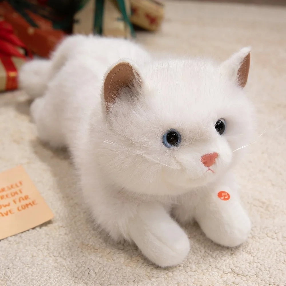 

Cute Soft Simulation Cat Plush Toys Fluffy Voiced Realistic Cat Doll Simulated Kitten Model Birthday Gifts