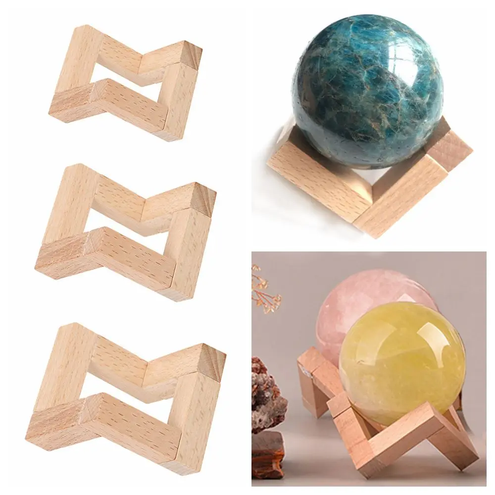 Crystal Ball Holder Wood Display Stand Wooden Craft Moon Lamp Base Glass Sphere Bracket Desktop Ornament Home Decoration