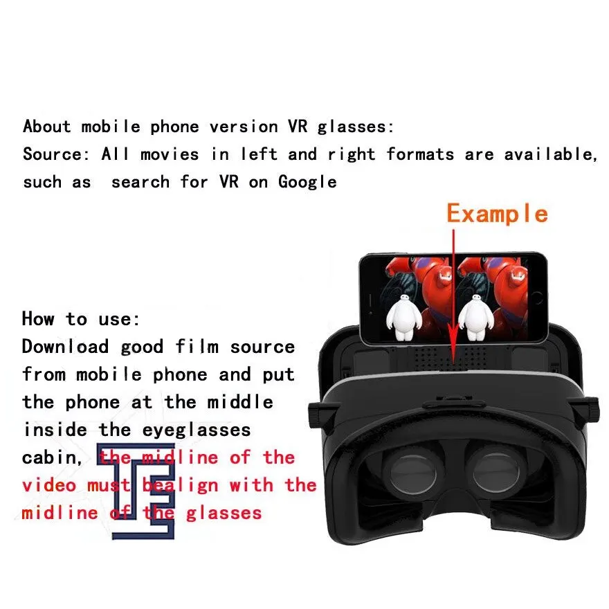 G06EB 오리지널 VR 가상 현실 3D 안경 상자, VR 골판지 헤드셋 헬멧, IOS 안드로이드 스마트폰 무선 로커