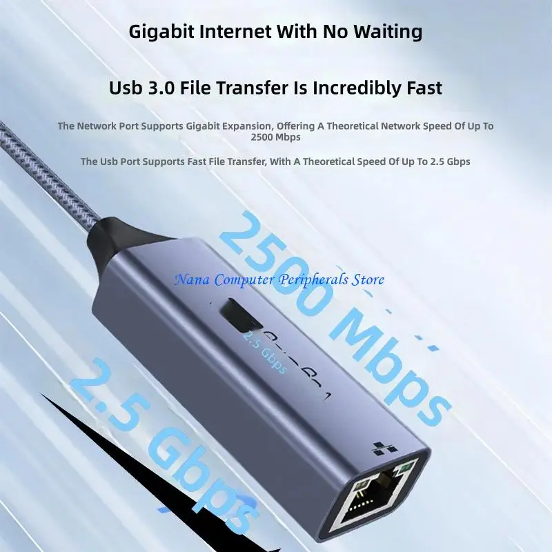 F68C 2.5Gbps Ethernet Converter For Laptop Tablets USB Devices Nerworking Adapter