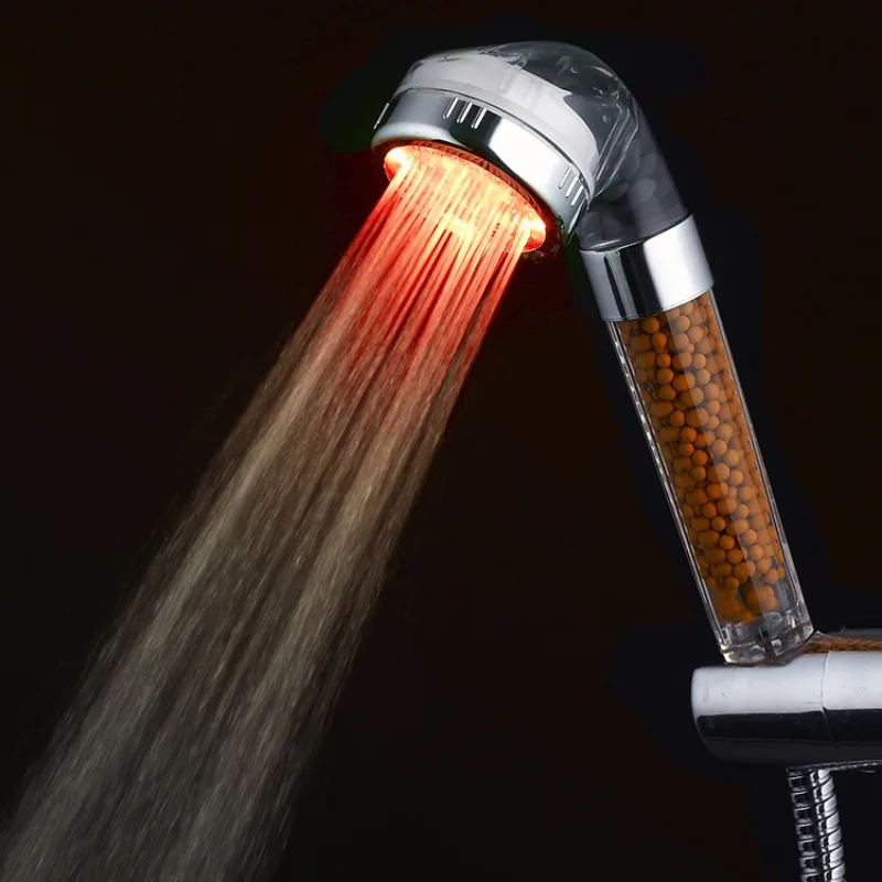 LED colorful negative ion shower head, handheld shower nozzle with color flashing and changing negative ion function