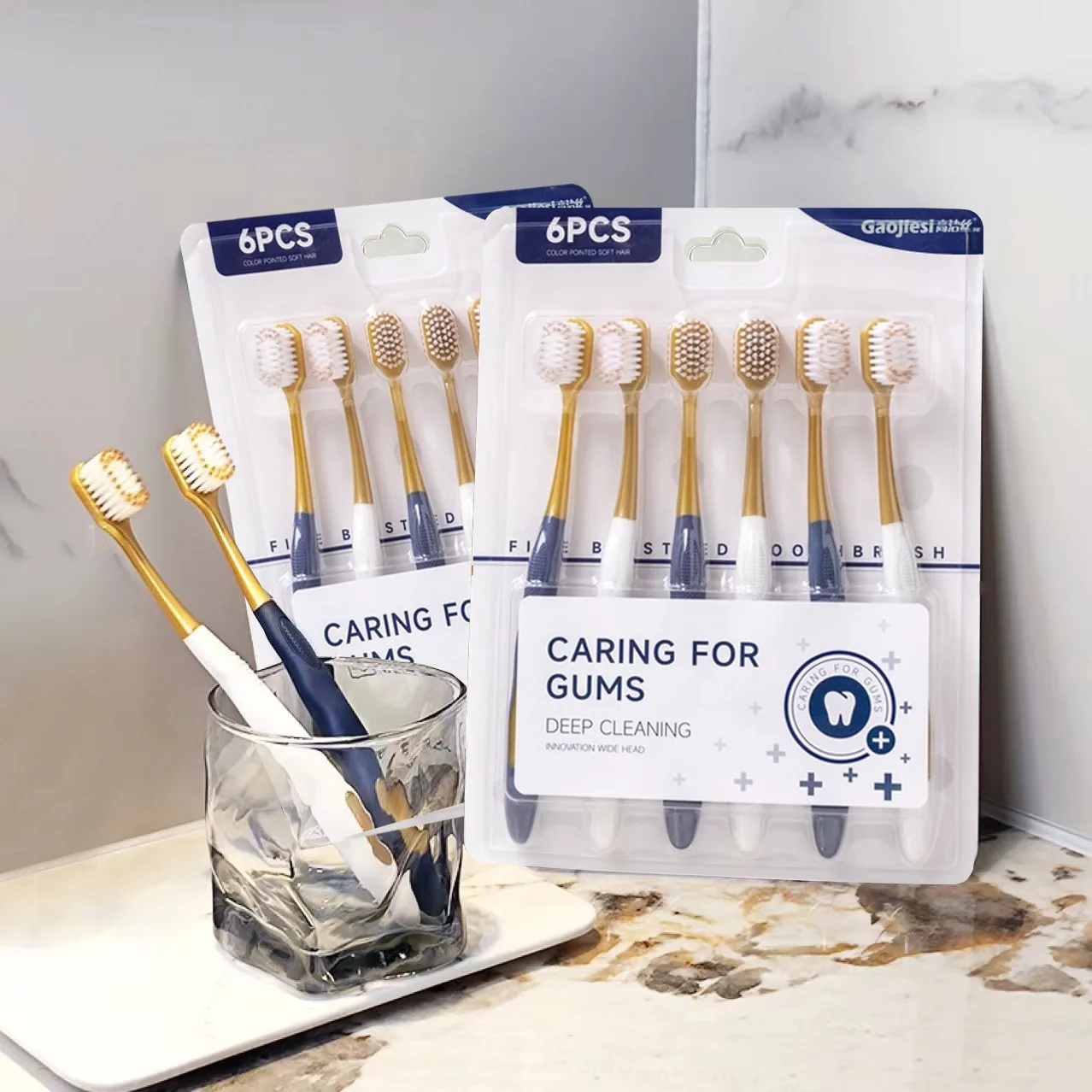 عبوة من 6 فرش أسنان ذات شعيرات ناعمة للبالغين، مجموعة عائلية للعناية بالفم المنزلية #1