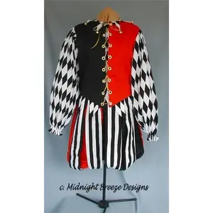 Men's Medieval Renaissance Costume, Court's silly costume with hat, gothic suit, Queen Elizabeth Tudor, Black and White, Clown 10 Main Sales Chapeu Queen Elizabeth - №6