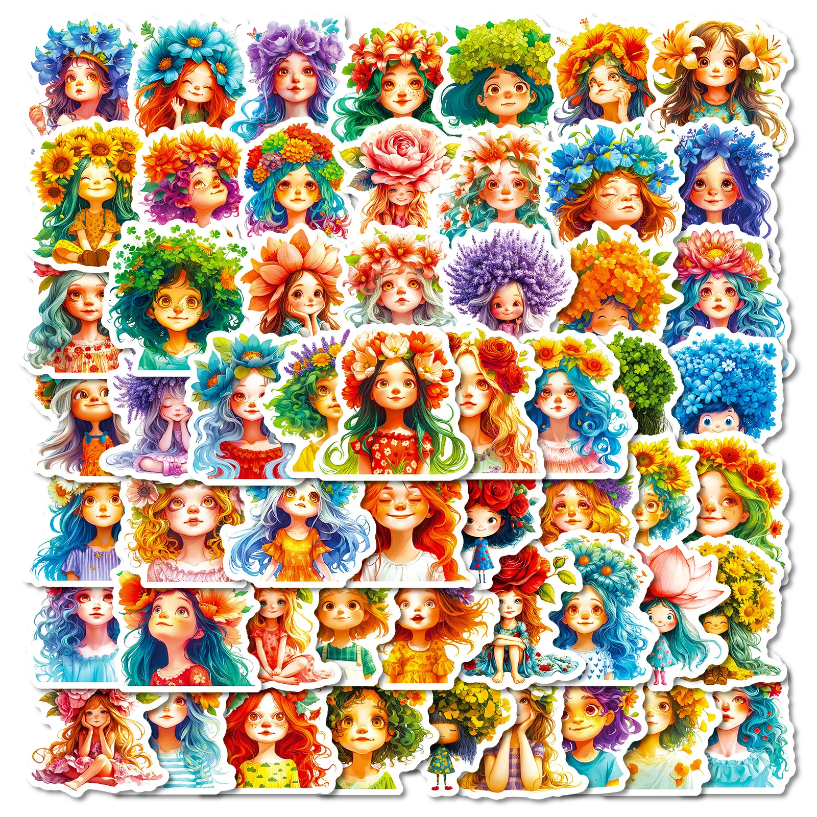 56 pçs flor menina graffiti adesivos bonito meninas dos desenhos animados decalque notebook telefone guitarra copo skate adesivo à prova dwaterproof água brinquedos do miúdo