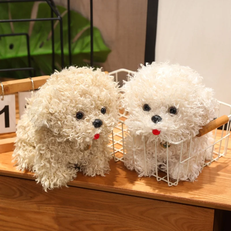 20cm Puppy Bichon Frise Poodle Dog Plush Toy Simulation Animal Stuffed Doll Home Decoration Pillow Birthday Christmas Gift