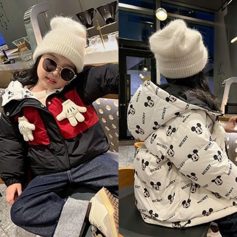 Jackets Kawaii Cute Disney Mickey Mouse Winter Thickened Warm Two-sided Wear Cotton Jacket Cartoon Cartoon Holiday Birthday Gift