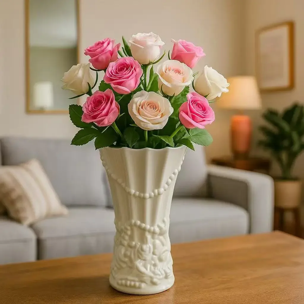Modern Ceramic Vase, Large-diameter Water Flower Utensil, Nordic Living Room Table, Dried Flower Ornament Home Decoration