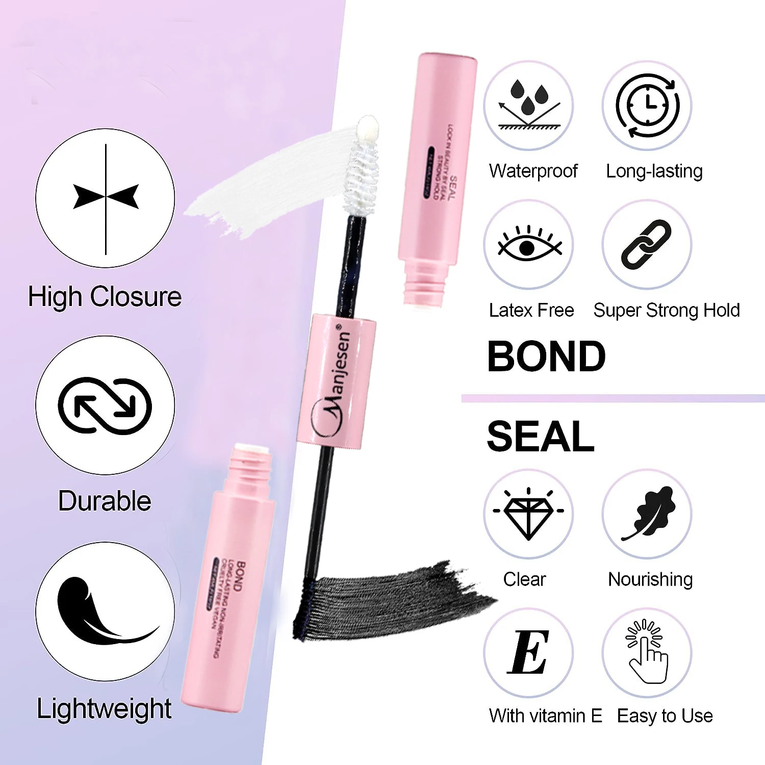 Glue False Eyelashes New Double Heads 2 In 1 Bond and Seal Lash Glue ,Waterproof Long Lasting DIY Cluster Eyelash Glue Cosmetics