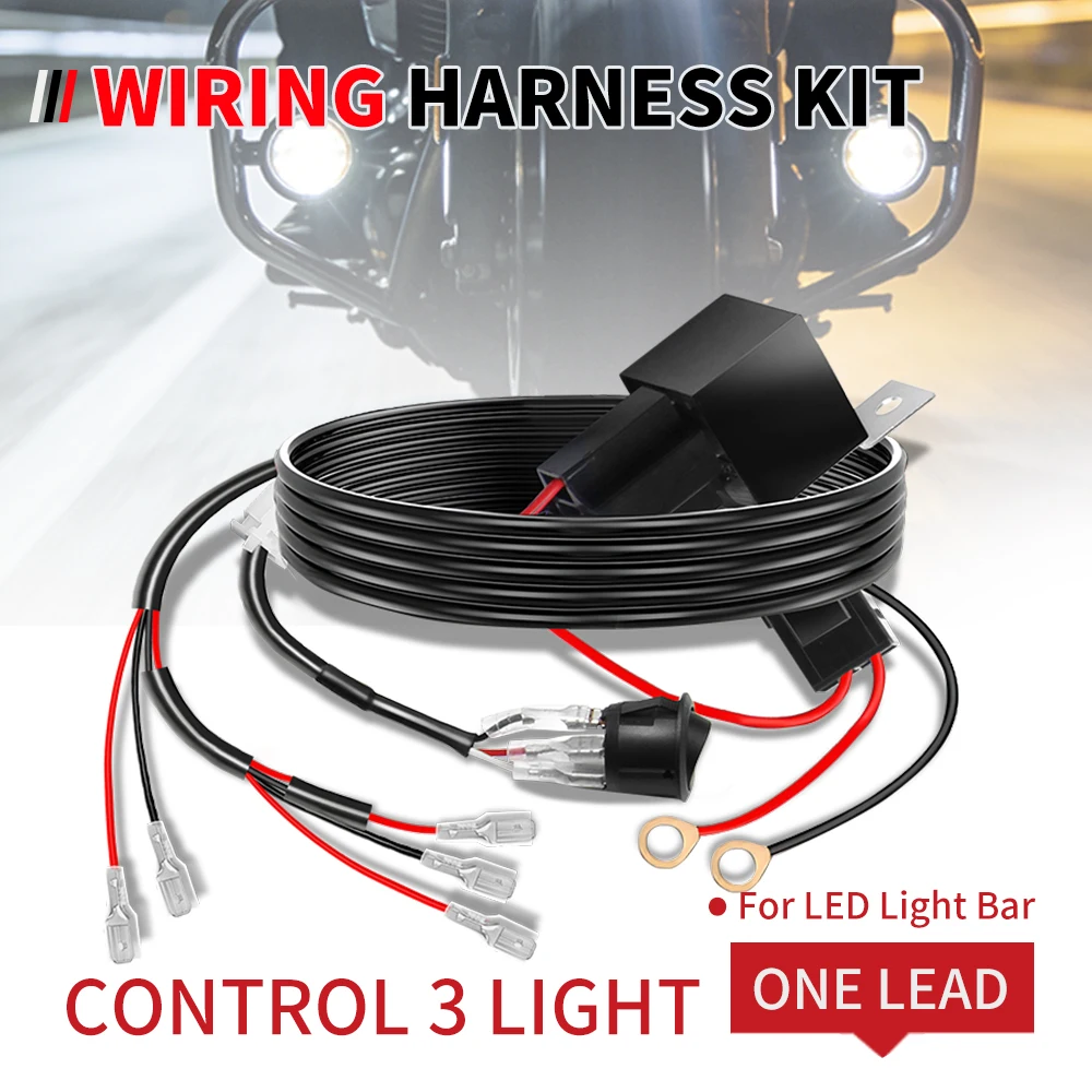 CO LIGHT Truck LED Light Bar Wiring Harness Kit 12V On Off Waterproof Switch Power Relay Blade Fuse-3 Lead for Tractor Boat SUV