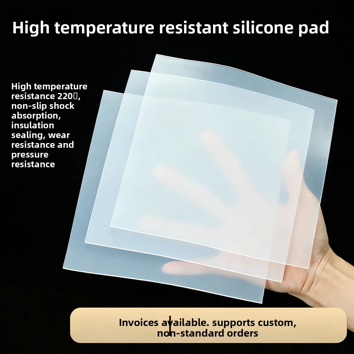 High Temp Silicone Rubber Sheet Anti-slip Shock Absorbing Sealing Flat Pad Custom Size