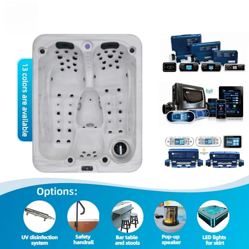 Custom Aristech Acrylic Outdoor SPA Hot Tub, Professional 3-Seater Whirlpool Tub with Massage Jets & LED Waterfall