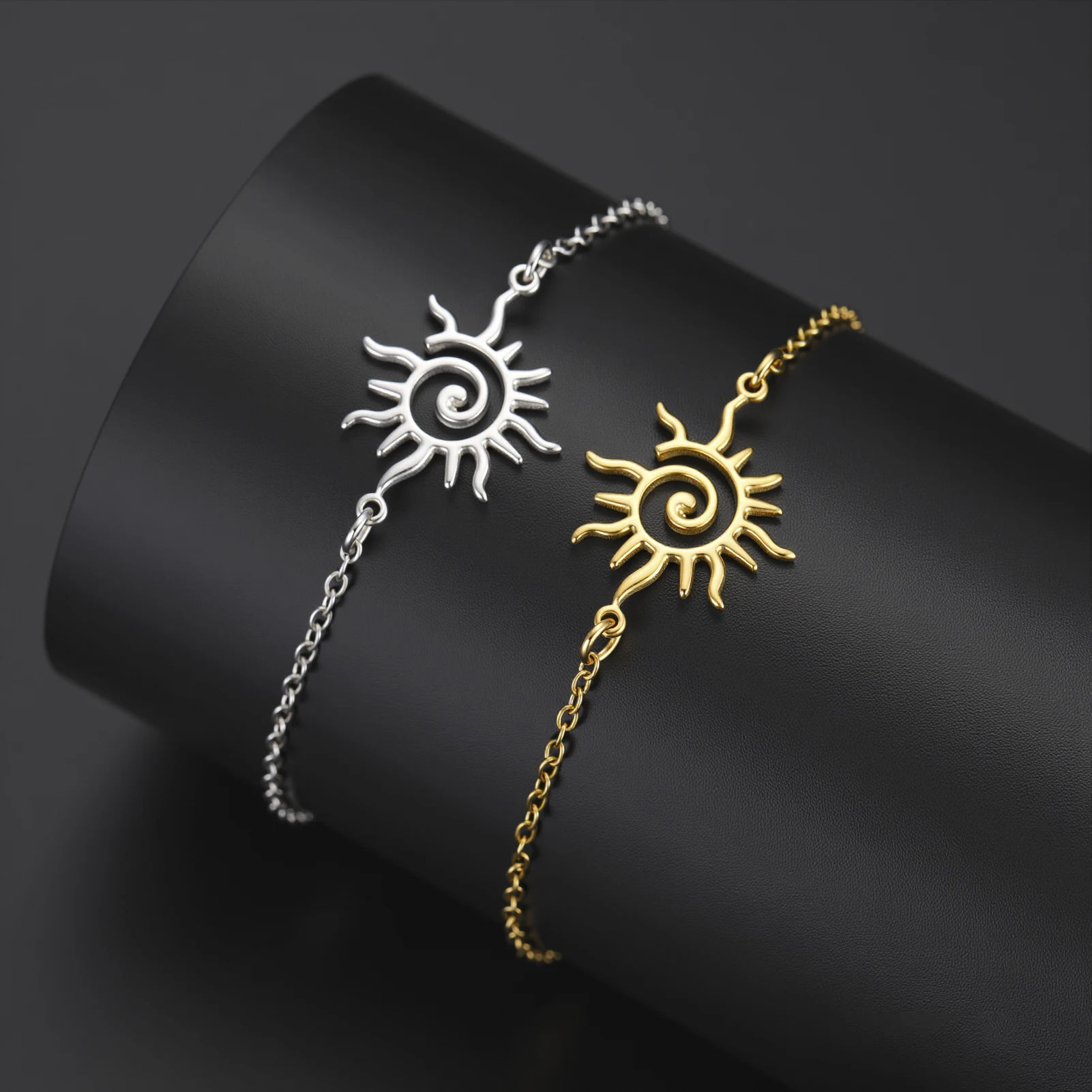 

Sipuris Spiral Sun Charm Bracelet Stainless Steel Gold Color Hand Bracelets Women Waterproof Trendy Jewelry Gift Wholesale