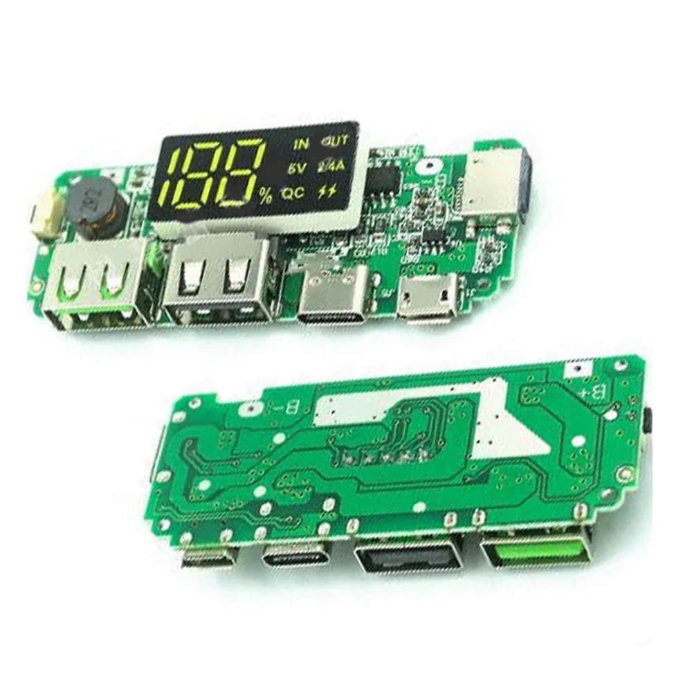 18650 lithium battery digital display charging module TYPE-C Micro USB 5v2.4a 2A dual USB output band display booster module