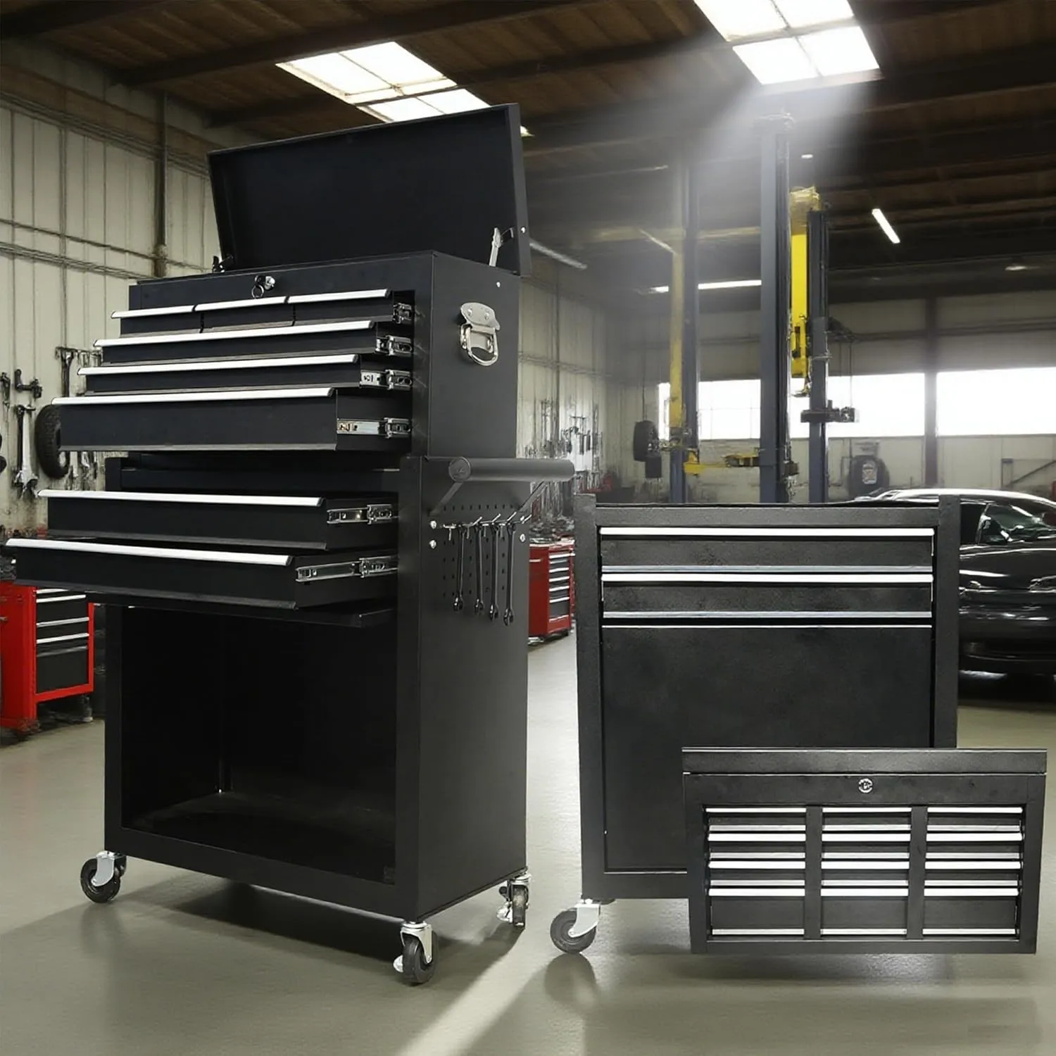 

Ящик для инструментов на 5/8 выдвижных ящиков на колесах, с замком, для гаража