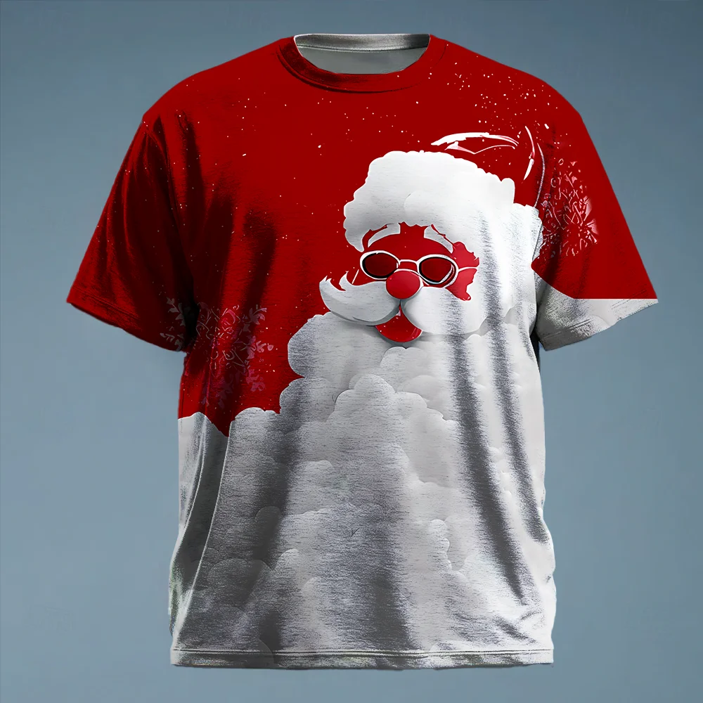 

S-9xl plus size Big & Tall Short Sleeve (Christmas Element) Stylish Red-Green Hues, Lightweight, Fits Guys for All-Day Comfort