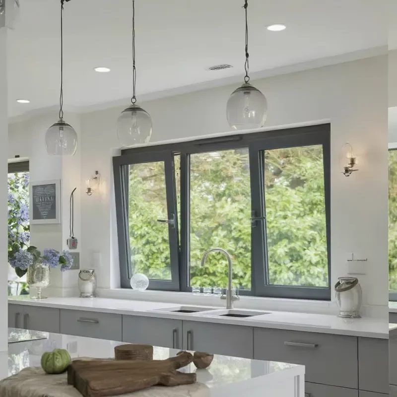 for Waterproof Double Glazed Soundproof Aluminum Residential Casement Windows Tilt and Turn Left Right