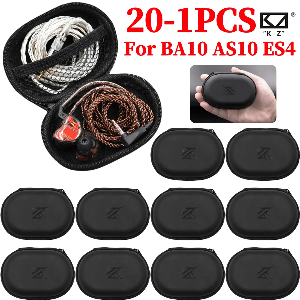 1-20PCS KZ Wired Kopfhörer PU Leder Zipper Lagerung Box Universal Tragbare Oval Tragen Lagerung Taschen für KZ BA10 AS10 ES4