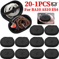1-20PCS KZ Wired Headphones PU Leather Zipper Storage Box Universal Portable Oval Carry Storage Bags for KZ BA10 AS10 ES4