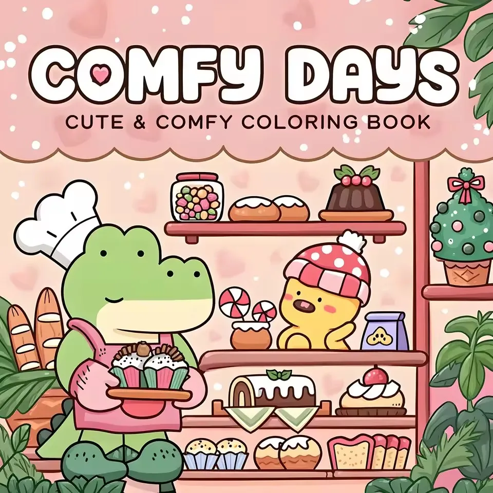 28 Pages Comfy Day Coloring Book for Adult Stress Reduction | Colouring Book for Stress Relief and Mood Reduction Valentine