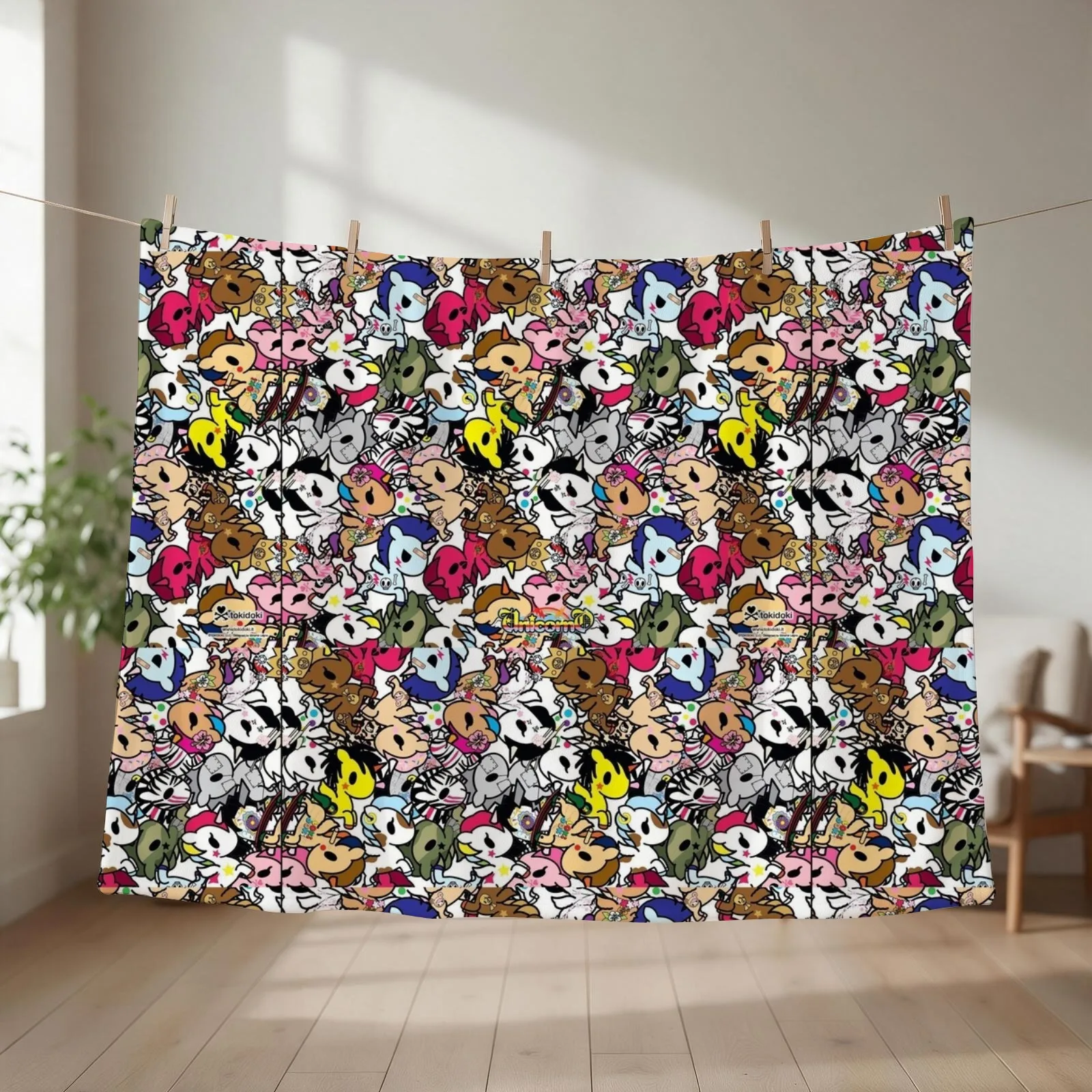 donutella and his friends unicorns mofia collaboration Throw Blanket Cute Plaid Cute Thermals For Travel Designers Blankets