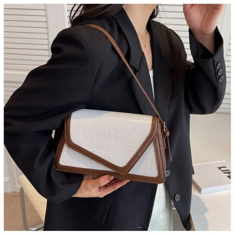 Bag Women's New Armpit Bag Trendy Stone Pattern Small Square Bag Versatile Single Shoulder Advanced Sense Crossbody Exquisite