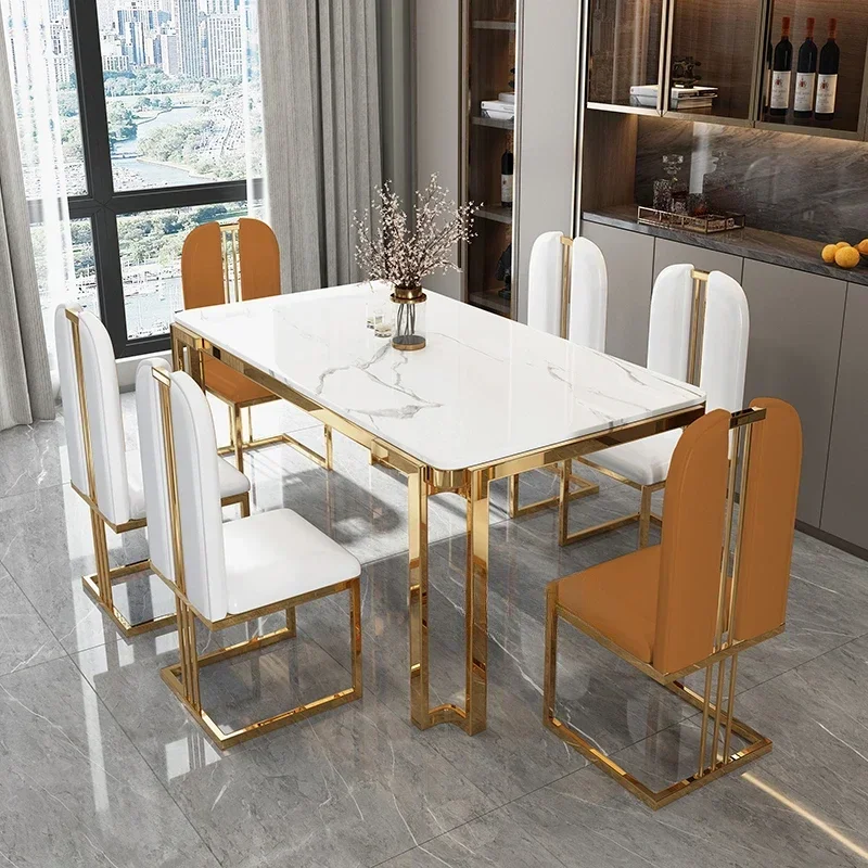 Unieke luxe tafelstoelen Moderne poten Metalen design Rechthoekige eettafel Ruimtebesparend Scandinavisch Mesa De Comedor-meubilair