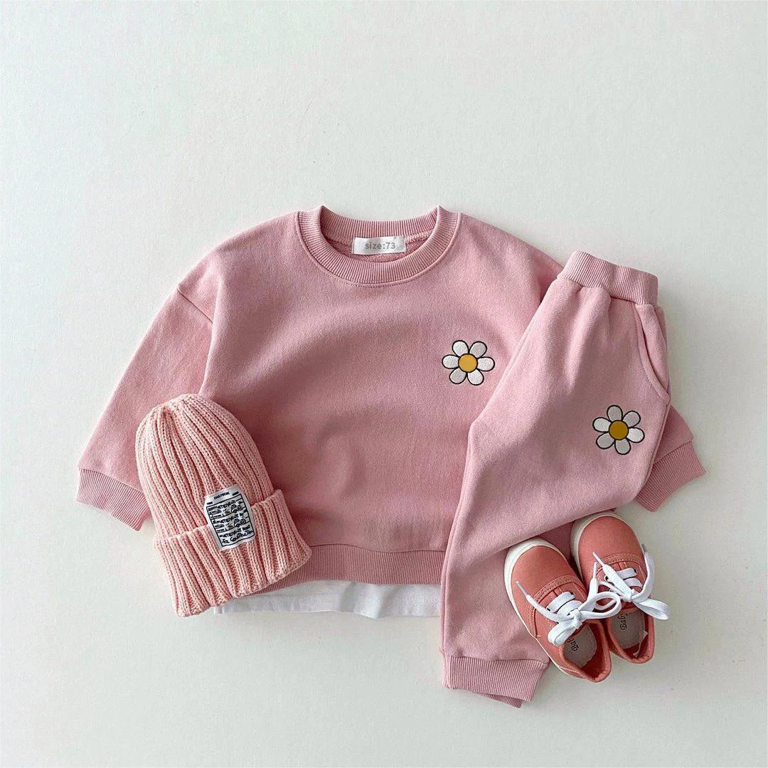 Infant Clothing for Baby Girls Clothes Sets Autumn Winter Newborn Baby Boys Floral Sweatshirt + Pants 2pcs Baby Designer Clothes