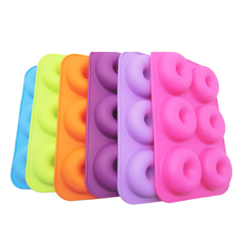 6-Cavity Reusable Silicone Donut Mold Non-Stick Baking Pan Mousse Cake Dessert Party Mould For Ninja Air Fryer Accessories