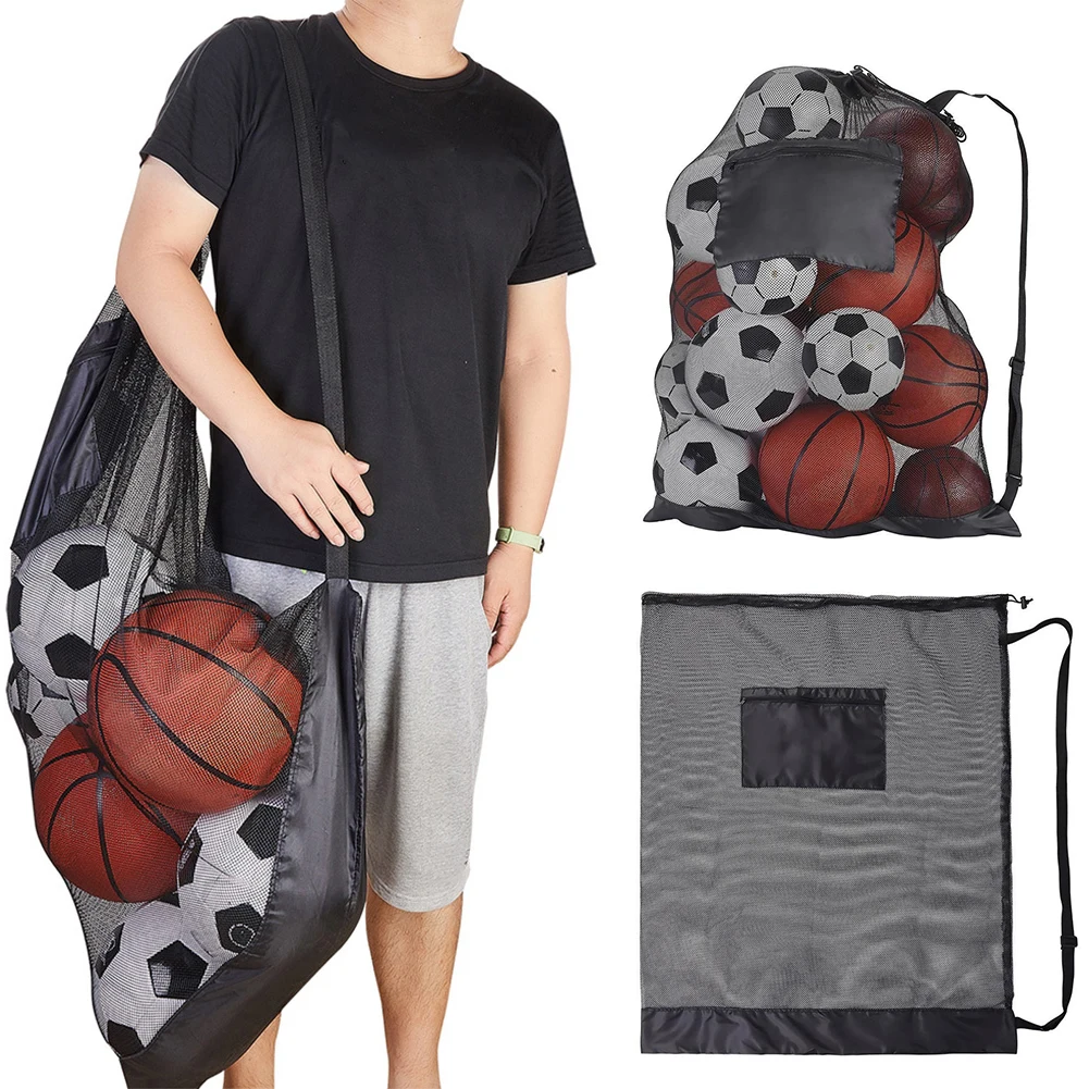 

Football Storage Bag Extra Large Drawstring Mesh Soccer Ball Bags with Zipper Pocket Accessories for Holding Basketball Football