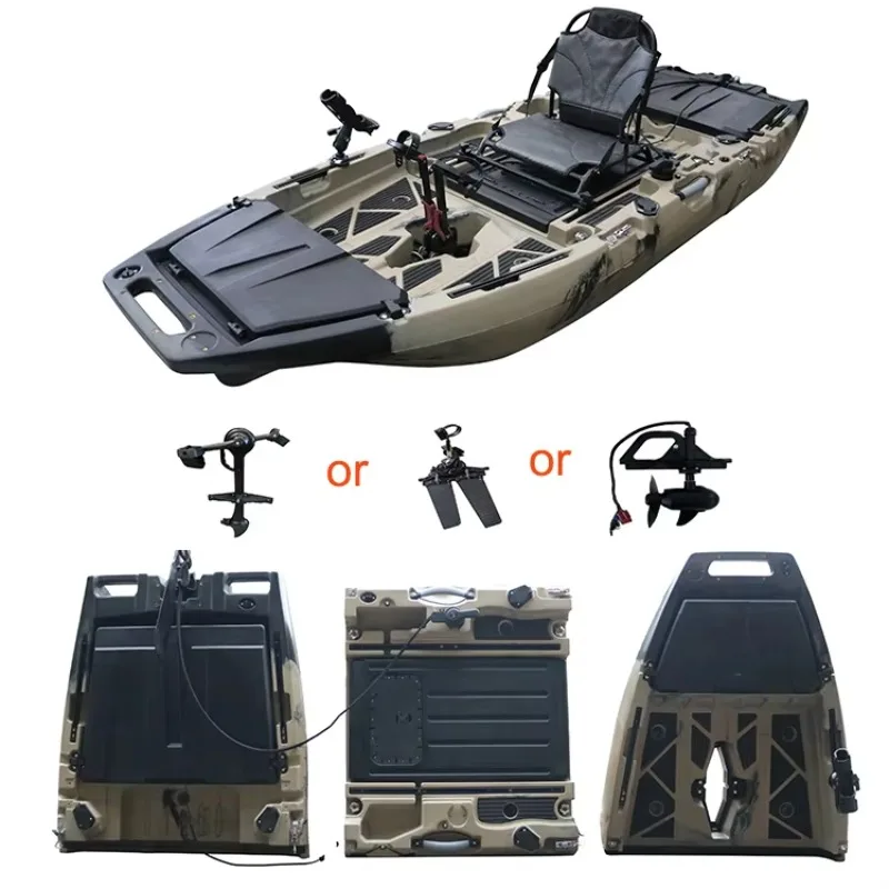 Modular Fishing Kayak, 10ft 3-Piece Split Design, Sit-on-Top HDPE Hull, with Fin Pedal Drive, for Lake River Ocean Angling Tour