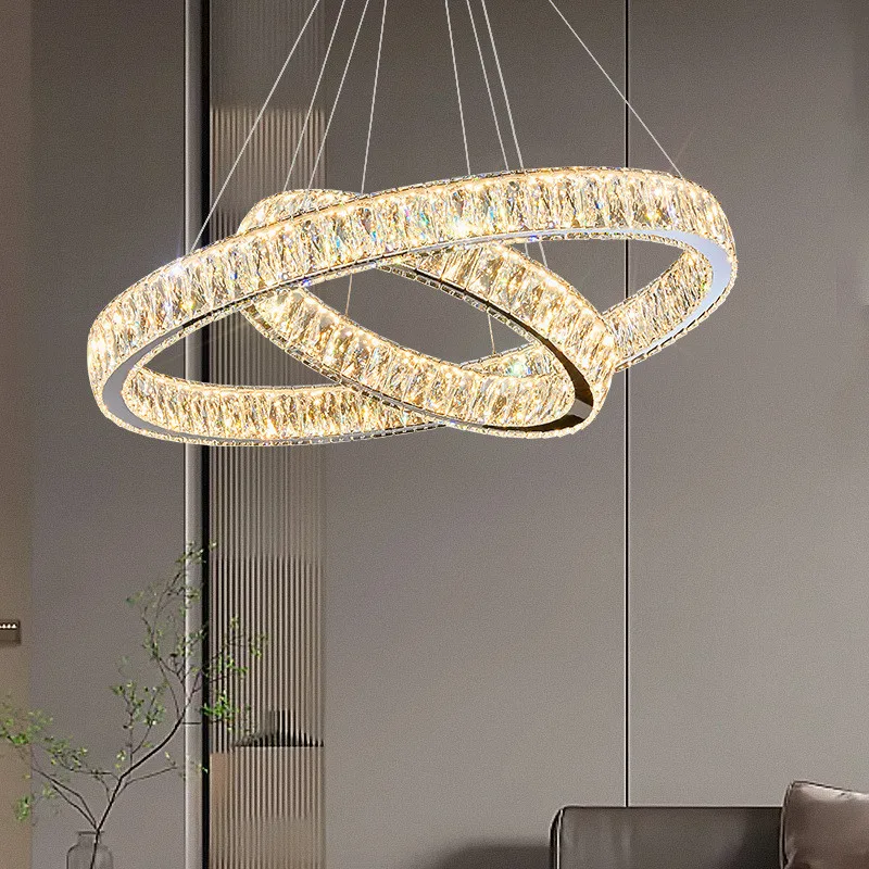 

Nordic Luxury Ring Crystal Chandelier K9 for Table Dining Living Room Bedroom Pendant Lamp Home Decor Indoor Lighting Fixture