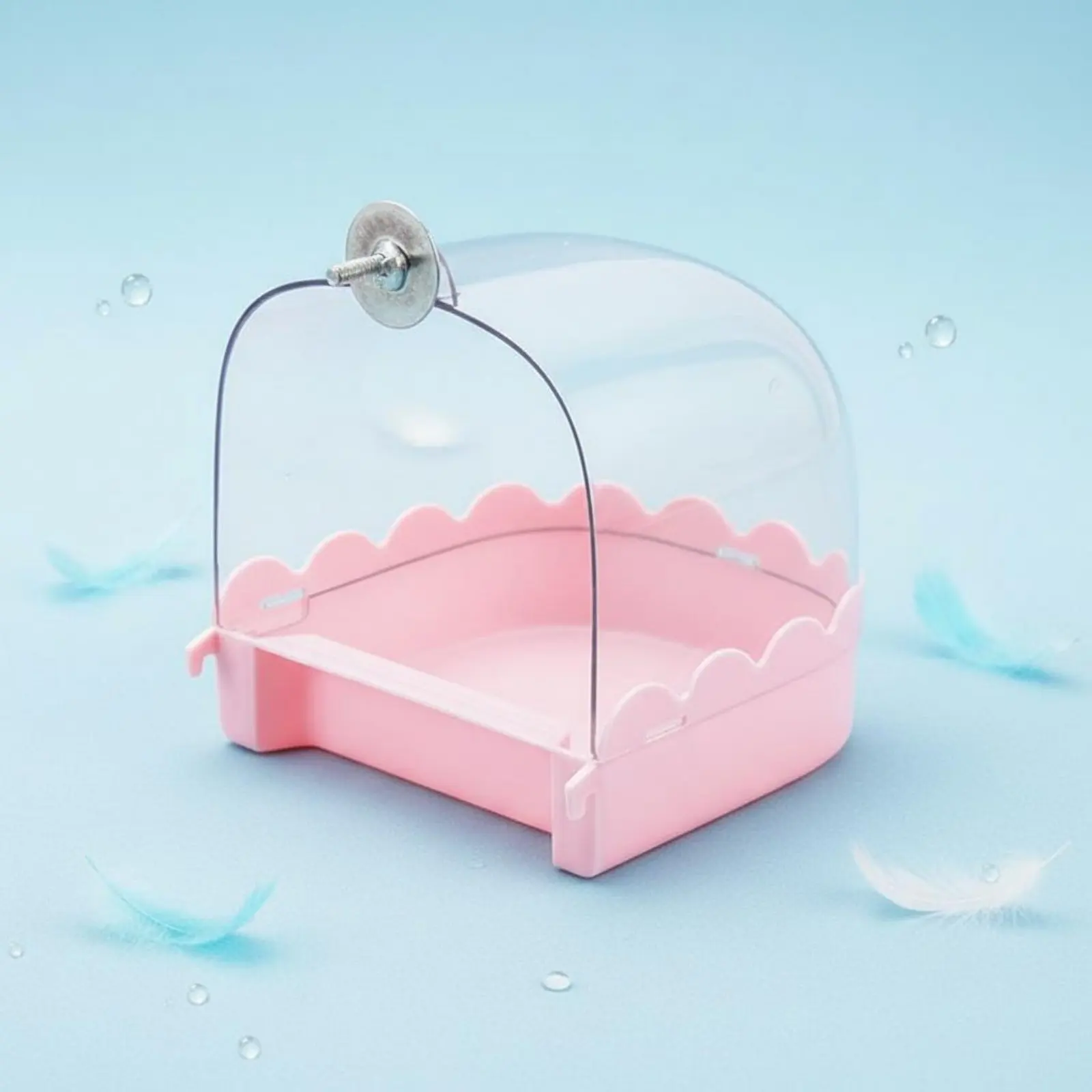 Transparent Avian Bathing Tub Clear View Design Avian Bath Box Pet Supplies Spacious Secure Mount for Budgies, Indoor