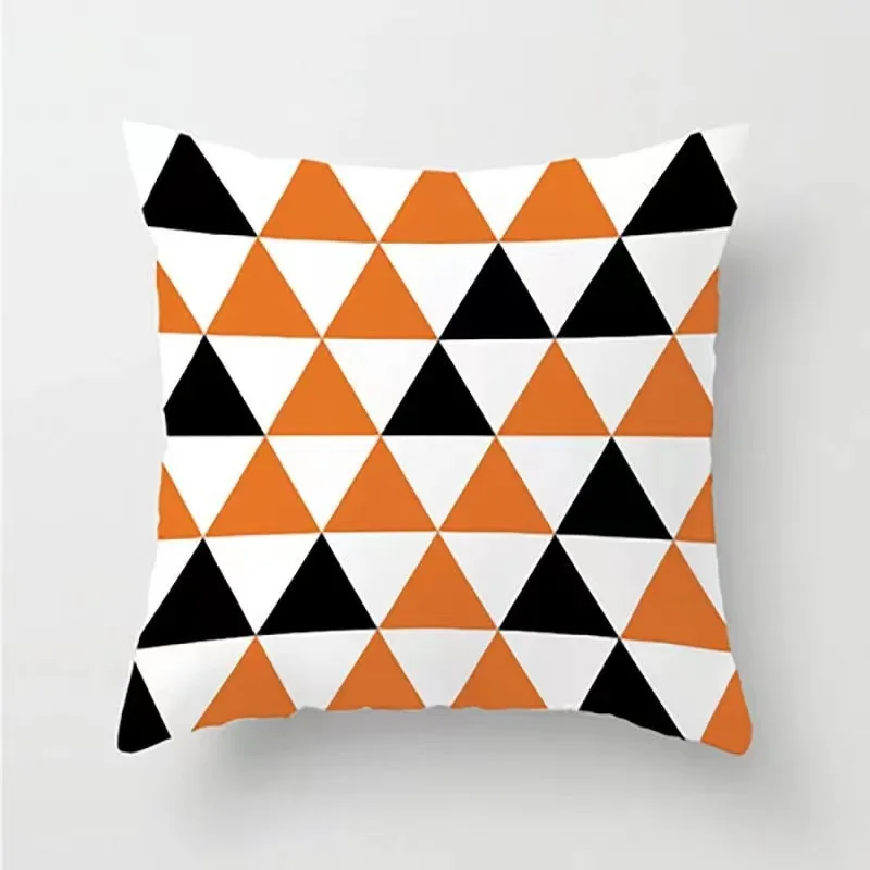 Orange patchwork pattern throw pillow cover with short plush print living room sofa decoration cushion cover pillow covers