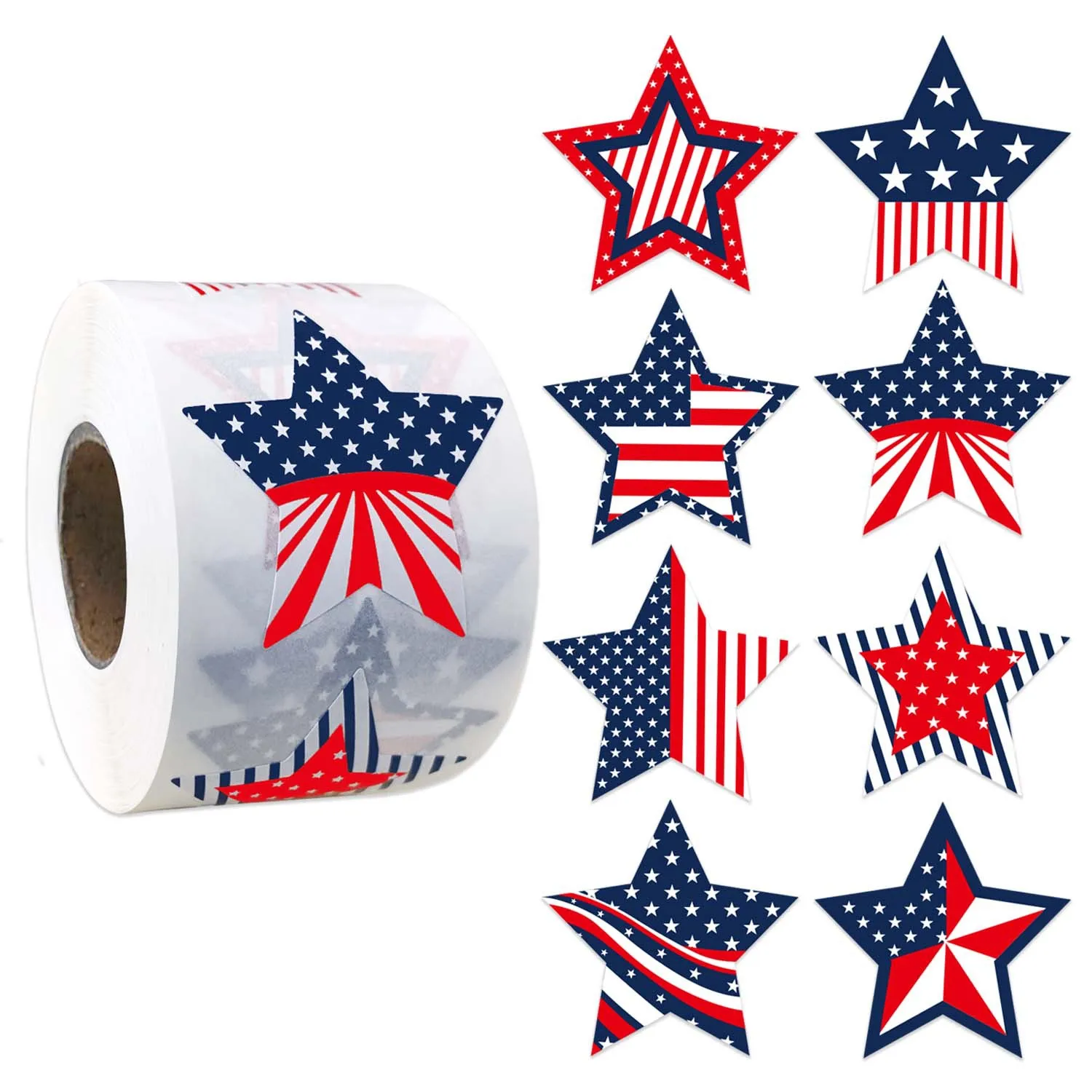 

Наклейки с американским флагом и звездами, 500 шт., 1,5 дюйма, патриотические наклейки-пломбы США, самоклеящиеся, на 4 июля, День памяти, День независимости