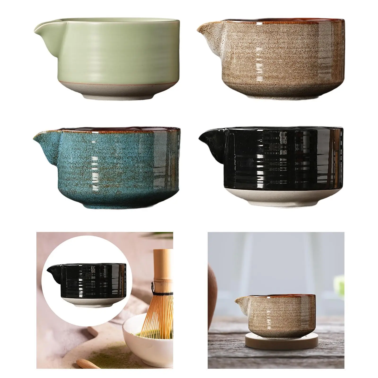 Ceramiczna miska na herbatę Matcha, akcesoria Matcha z wylewką, tradycyjna porcelanowa miska na herbatę dla miłośników herbaty, przyjaciół