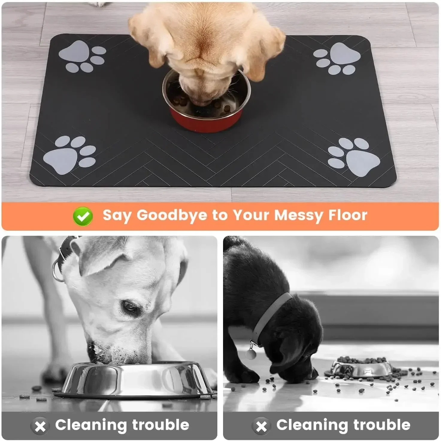 Pet Feeding Mat Absorbent Pets Placemat for Food and Water Bowl with Waterproof Rubber Backing Quick Dry Water Mat for Dog Cat