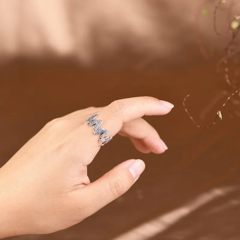925 Sterling Silver Square Rune Aesthetic Rings For Women Gothic Rings Luxury Jewelry Elegant Accessories Prevent Allergy