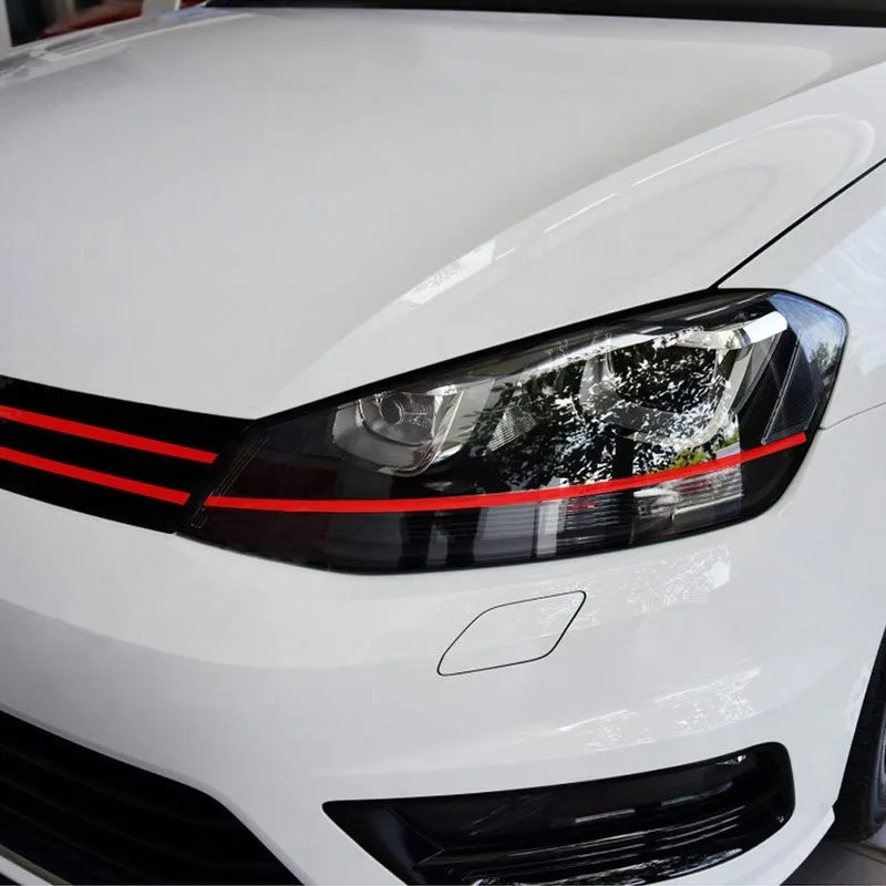 Car Front Hood Reflective Sticker Grille Moulding Red Decoration Strip Sticker Waterproof Car Exterior Reflective Sticker Decals